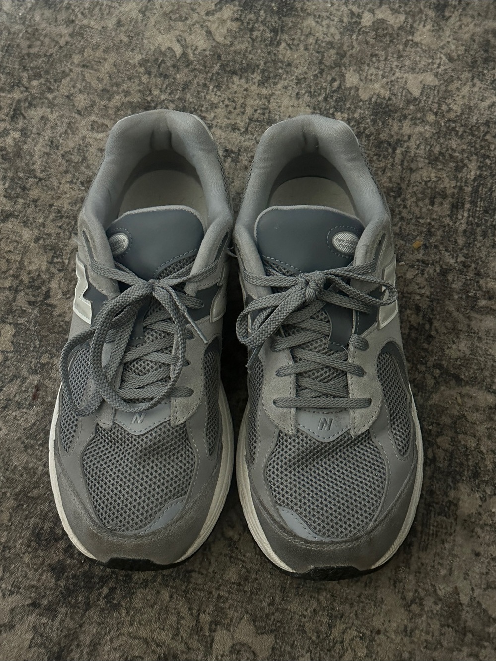 New Balance Gray Mesh and Suede Running Sneakers